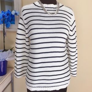 Marled knit striped sweater - M